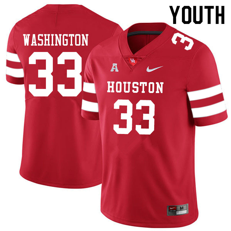 Youth #33 Bryce Washington Houston Cougars College Football Jerseys Sale-Red - Click Image to Close
